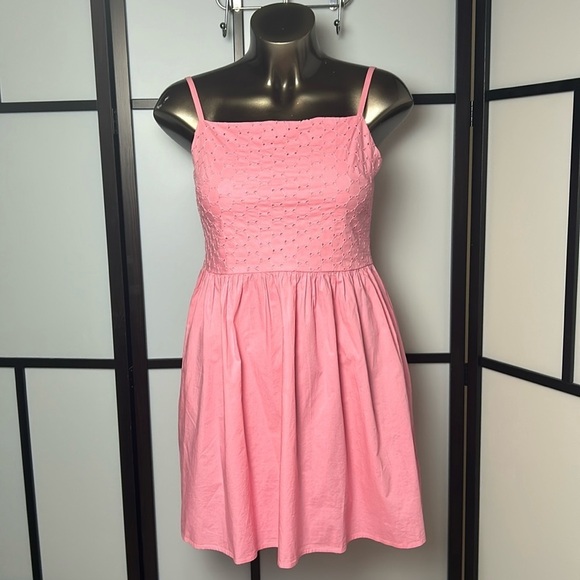 Gap Cami Eyelet Smocked Back Coral Frost Day Dress Spaghetti Strap Size Large G - Picture 6 of 17